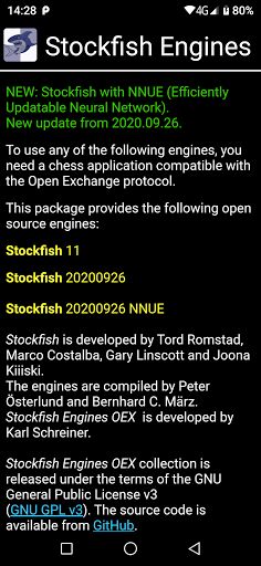 Chess engine for Android: Carp 1.3.0