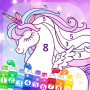 icon Rainbow Unicorns Coloring Book by Numbers