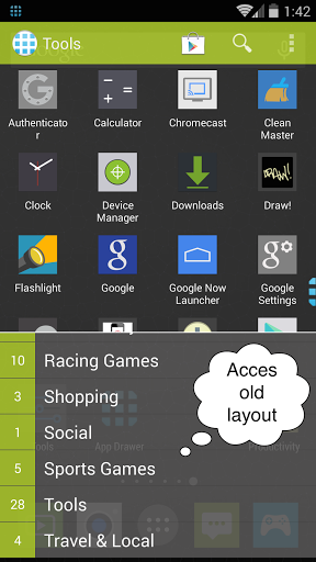 App Drawer Android. Apps Launcher.