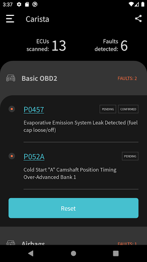 The Carista App and Carista Adapter. One is software. One is hardware, by  Carista